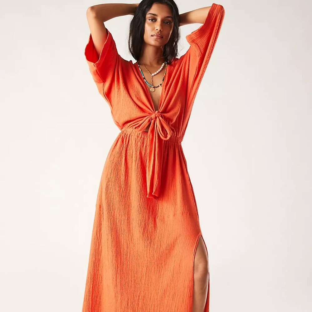 Free People Beach Endless Nights Maxi Dress Orange Red Size XS NWT's!